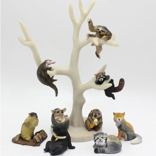 Small Animal Tibetan Fox Long-eared Hedgehog Bear Raccoon Pangolin Bobak Marmot Figure Model Doll Series Decoration Toy Gift