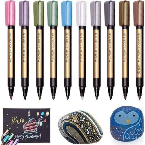 10 Colors/set Marker Paint Pens Water-based Waterproof Non-fading Markers for Wood Metal Black Cards Rock Writing Painting UY8