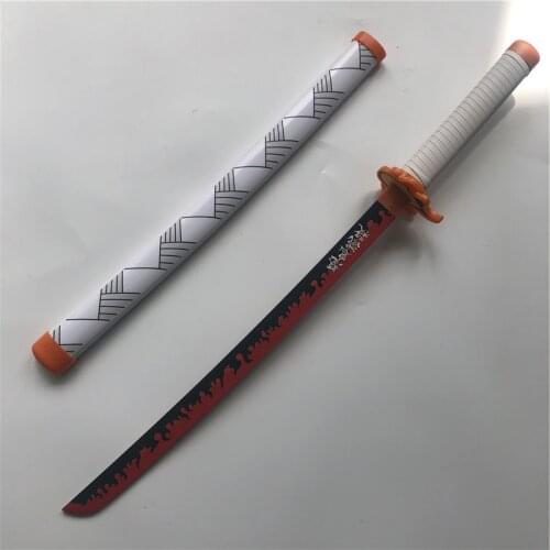 1:1 Kimetsu no Yaiba Sword Weapon Demon Slayer Rengoku Kyoujurou B Cosplay Sword Anime Ninja Knife wood toy 80cm