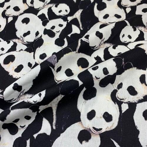Lovely 110cm Width 100% Cotton Fabric Sewing Children Clothing Dress Black/White Fabric Cute Panda Printed Fabric Printed DIY