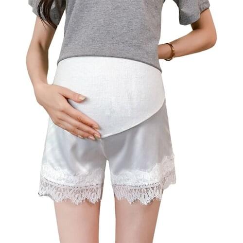 Fashion Maternity Silk Short Pants Summer for Pregnant Women Plus Size Clothing Pregnancy Clothes Shorts Belly Skinny Lace 2XL