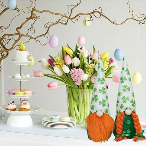 NEW St. Patricks Day Decorative Ornaments Irish Day Faceless Doll Ornaments Decoration Easter Home Decoration Plush Ornaments