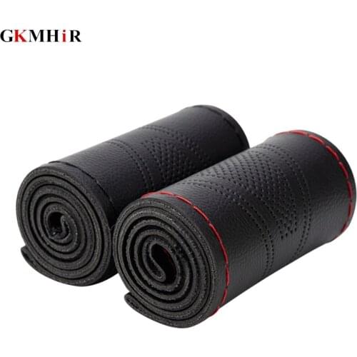 DIY Steering Wheel Covers Soft Fiber Leather Anti-slip Car Steering Wheel Cover Braid Stitch On Wrap With Needle Thread