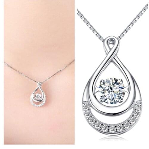 Top Quality Silver Plated Necklace Lady Choker Accessories Classic Zircon Water Drop Penadnt Necklace For Women Jewelry