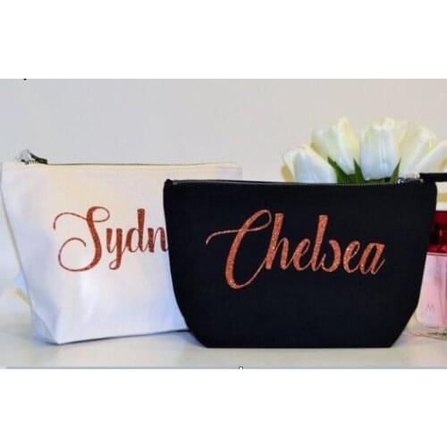 Personalize names maid of honor makeup pouches bridesmaid wedding Gift Make Up Cosmetic Bags Unique Gift for Bridal vanity gift