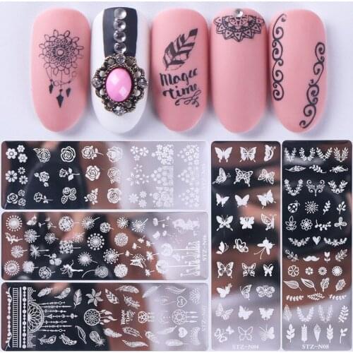 1pc Retro Nail Stamping Flower Butterfly Xmas Plates Stamping Plate Nail Stamping Nail Art Nail Art Template Autumn Decor Tools