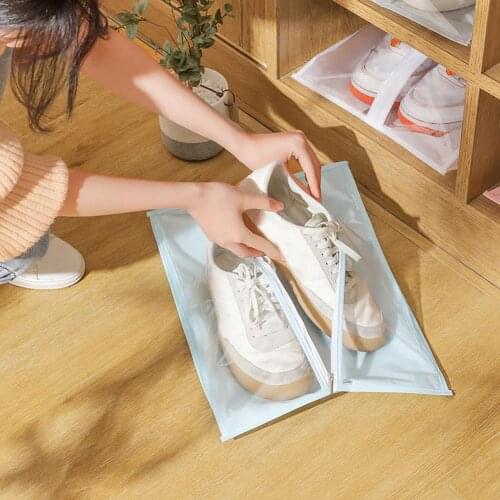 Portable Shoes Bag Transparent Plastic Package Cloth Travel Storage Pouch Waterproof Zipper Lock Travel Clothes Storage Bag