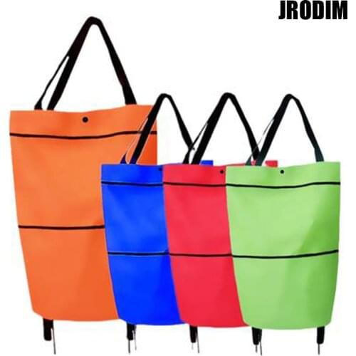 JRODIM Folding Shopping Bag with Wheels Foldable Shopping Cart Trolley Bag on Wheels Bag Buy Vegetables Shopping Organizer