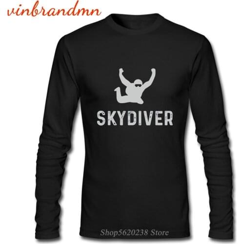 Skydive Retro Extreme Sports Men Long Sleeve T Shirts Skydiver Parachute Fashion Tee Tops Skydiving Graphic Male Cotton T-shirts