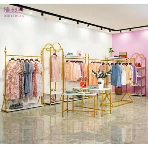 European-style clothing store display rack, floor-type combination womens clothing store shelf, Tieyi Zhongdao display rack