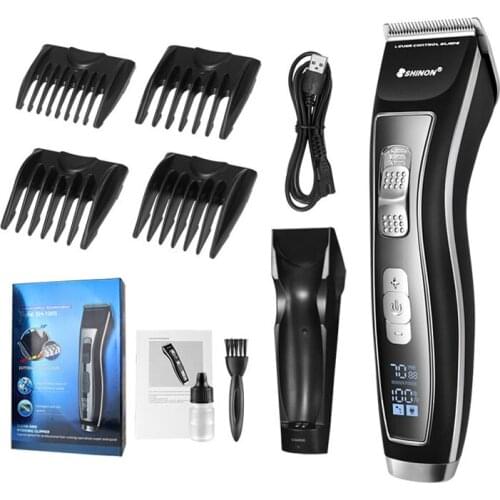Cordless hair trimmer rechargeable hair clipper haircut machine LCD display professional barber clipper four speed