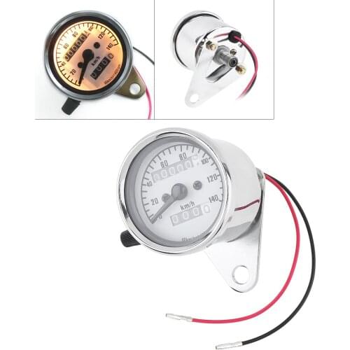 Universal Motorcycle Odometer 12V with Metal Case Yellow Light Retro Double Mileage Suitable for Motorcycle Motorbike