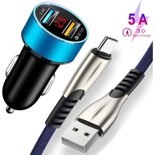 5A USB Type C Fast Charging Data Phone Cable For Huawei P40 P30 P20 Pro lite Mate 30 20 10 Pro Fast Charging QC 3.0 Car Charger