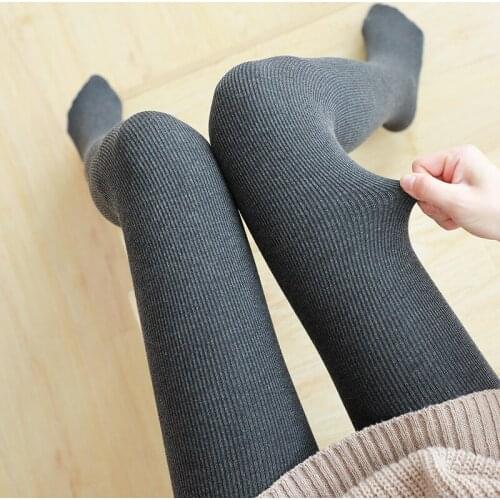 Vertical High Waist Leggings Warm Winter Bright Velvet Knitted Thick Legging Super Elastic Pants Cotton Leggings WomenThreaded