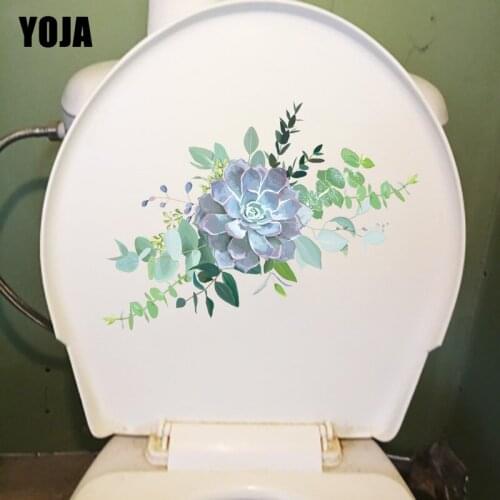 YOJA 23.9CM×24.2CM Succulent Plants Toilet Decor WC Accessories Fresh Home Room Wall Stickers T1-2539