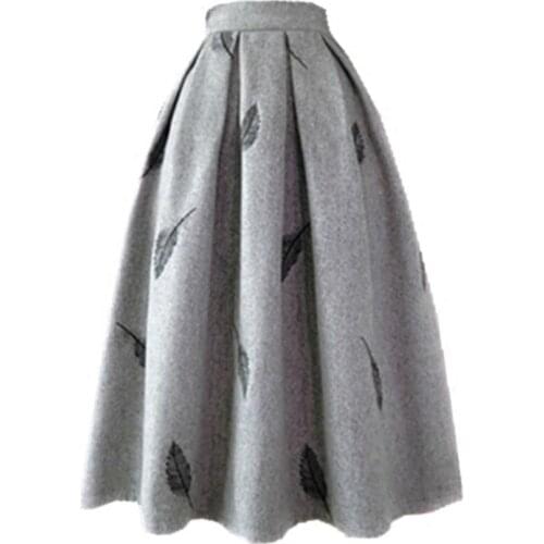 2020 Autumn and Winter wooeln umbrella skirt women high waist mid calf ball gown skirt plus size 2XL