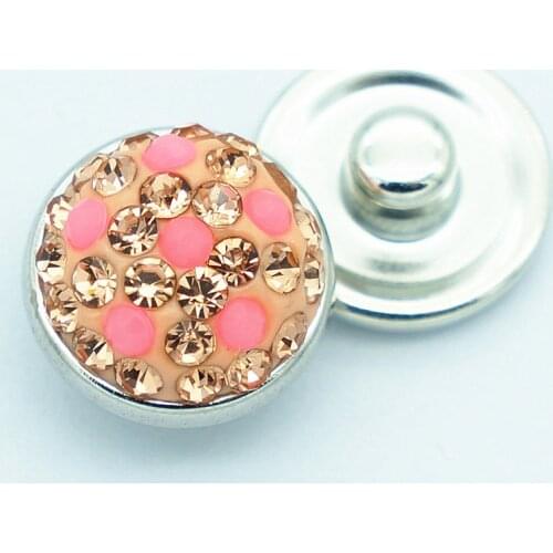 10pcs Fashion KB9053 Beauty champagne pink Flower 12MM Manual rhinestone snap buttons for DIY snap bracelets snap jewelry