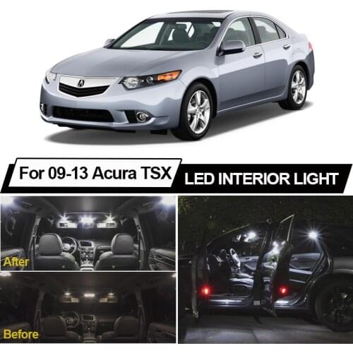 12pcs White Canbus Car Interior LED Dome Reading Map Lights Kit For 2009-2013 Acura TSX Door Trunk License Plate Lamp