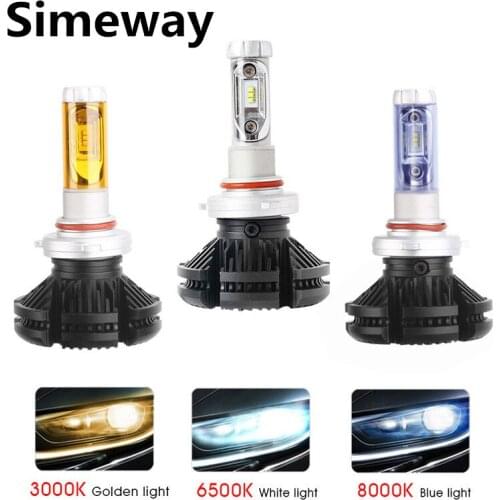 2PCS Car H7 led light H4 H1 H3 H11 9005 HB3 HB4 headlamp bulbs with ZES chip 50W 6000LM 3000K 6500K 8000K auto led fog laght 12V