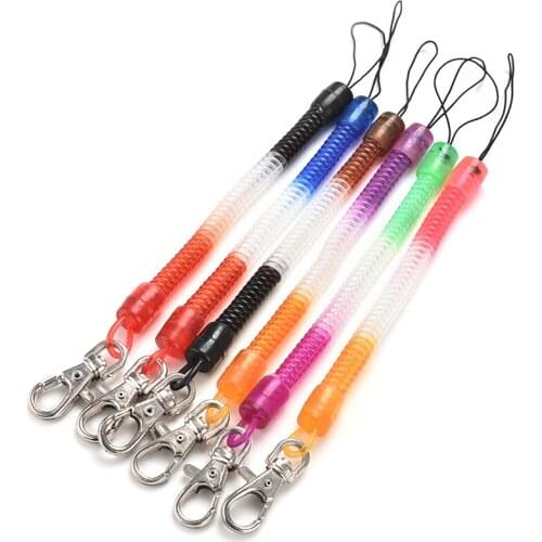 2PCs Coloured Popular Retractable plastic Spring Coil Spiral Stretch Chain car Key chain
