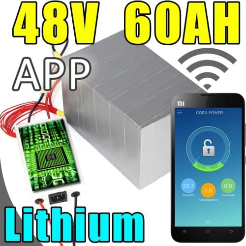48v 60ah lithium battery app remote control Bluetooth electric bicycle Solar energy battery pack scooter ebike 3000w