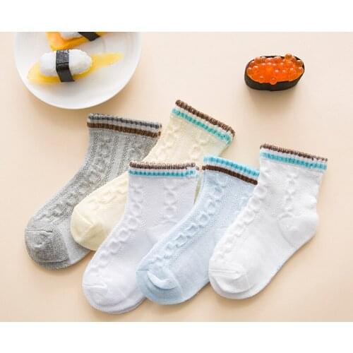 5 Pairs Socks Set New Spring Summer Soft Cotton breathable Mesh Soild Candy Colors Baby Toddler Boy Girl Socks