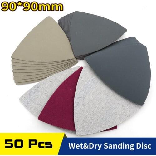 50pcs 90x90x90mm Waterproof Sanding Discs Hook & Loop Silicon Carbide Sandpaper Wet/Dry 60 to 10000 Grit