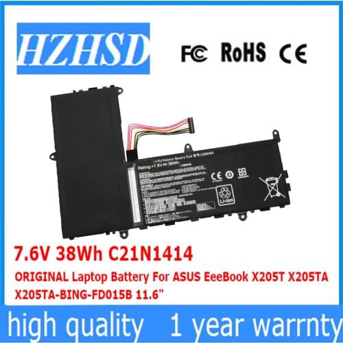 7.6V 38Wh C21N1414 ORIGINAL Laptop Battery For ASUS EeeBook X205T X205TA X205TA-BING-FD015B 11.6"