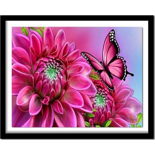 Diamond Embroidery Flower Round Full Drill Diamond Painting Cross Stitch Rhinestone Diamond Butterfly Childrens Gifts