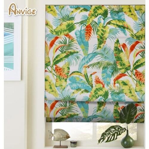 Anvige Pastoral Jacquard Printed Roman Shade Rollor Blind Window Curtains For Living Room