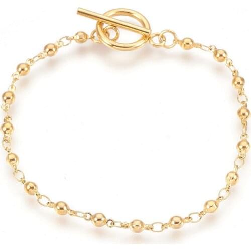 Trendy Stainless Steel Chain Bracelet Female Silver & Gold Color OT Buckle Bracelet Jewelry Women Girl Party Gift