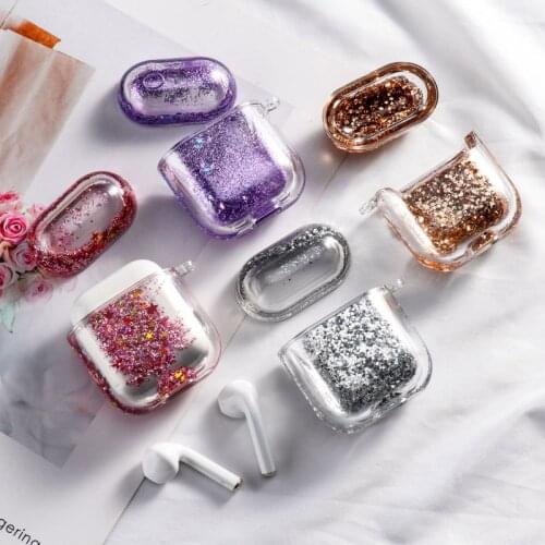 Liquid Quicksand Glitter Case For Airpods 1 2 Case Cover wireless Bluetooth Earphone Transparent Headphone Cover For AirPods 1 2