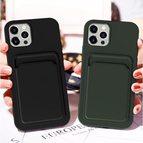 Case with Card Holder For iPhone 12 Mini 11 Pro Max 12Pro X XS XR 7 8 Plus SE 2020 6S 6 iPhone12 Silicone Cover Cute Accessories