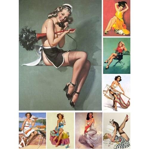 Pin Up Girl Sexy Woman Tin Sign Metal Vintage Wall Art Stickers Plate Plaque Metal Sign for Club Bar Pub Bedroom Home Decoration