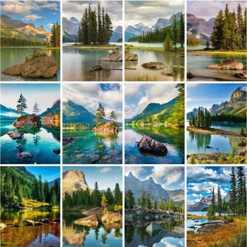 EverShine 5D Diamond Painting Mountain Cross Stitch Diamond Embroidery Lake Landscape Picture Rhinestones Wall Decoration