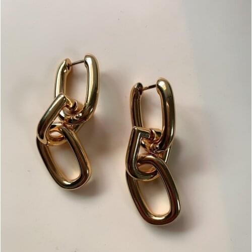 European and American style very simple and antique gold finish brass U thick chain earring