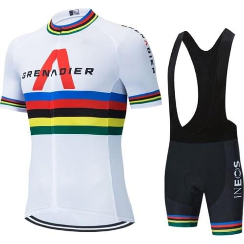 World Champion Ineos Cycling Jersey Pro Team Men Summer Cycling Clothing Quick Drying Set Racing Sport Mtb Roupa Ciclismo Bike