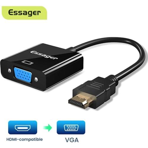 Essager HDMI-compatible to VGA Adapter Cable 1080P 3.5 mm Jack Converter Video Aux Audio HDMI-compatible VGA Splitter For Laptop