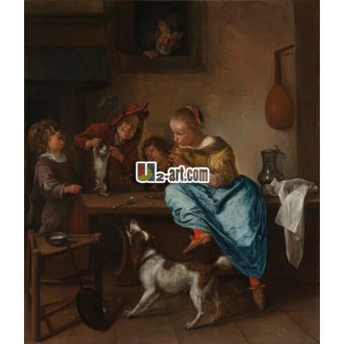 Canvas prints oil painting Jan stone home supply decor art Happiness time stay with family together Figure-108