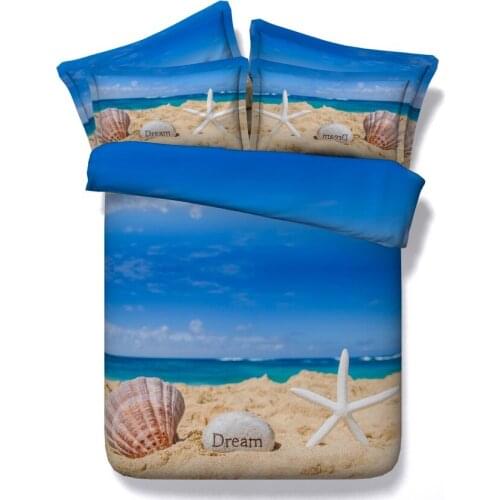 3D Starfish Beach print Bedding set quilt duvet cover bed in a bag bed sheet linen bedspread Cal Super King size queen full 4PCS