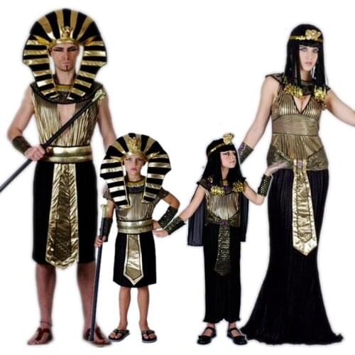 Halloween Purim Cleopatra Ancient Egyptian Pharaoh Costume Cosplay Graduation Dresses Kids Girls Boys Children Costumes