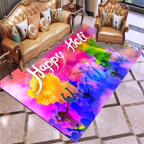 Colorful Art Carnival Home Tea Table Bedroom Living Room Carpet Decoration Bathroom Short Plush Anti Slip Absorbent Floor Mat