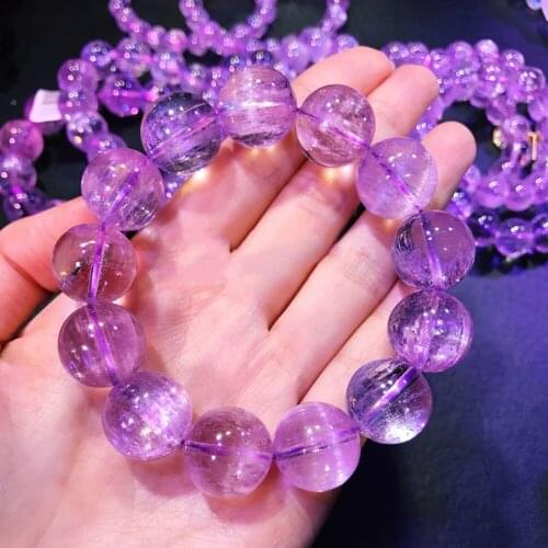 Kunzite purple round bracelet 9/12/14/16mm 17cm wholesale for xmas MEN gift AAAAAAA
