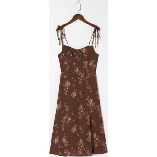 Summer Womens Casual Flower Print Slim Slim Sling Dress