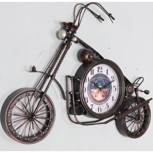Metal Vintage Large Wall Clock Retro American Restaurant Creative Bicycle Wall Decoration Living Room Bedroom Wall Watch