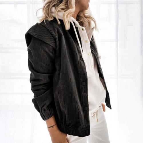 Fashion Turn-down Collar Ribbed Cuff Corduroy Shirt Corduroy Shirt All-Matched Loose Fit