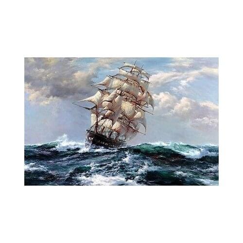 SEA SEASCAPE boat oil painting --100% HAND PAINTED art PAINTING work -FREE SHIPPING COST - accept custom Seascape painting
