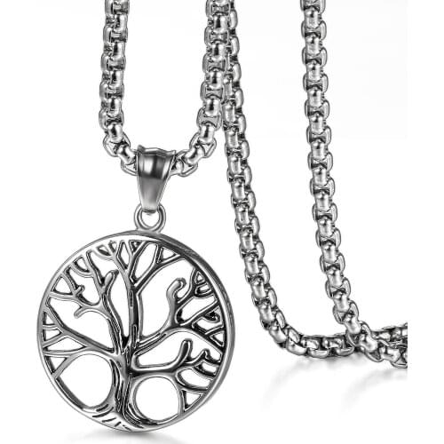 BONISKISS Men Classic Simple Life Tree Long Suspension Pendant Necklace Fashion Women decoration Jewelry Collier Necklaces