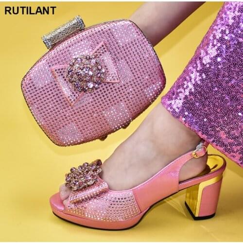New Italian Shoes with Matching Bags High Quality Fashion Italian Women Wedding Pumps with Purse Bag and Shoe Set Nigeria Party