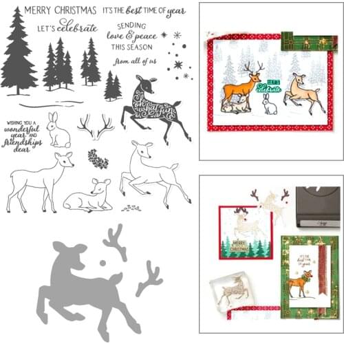 Reindeer New Stamps and Dies 2021 Metal Die Cutters for Scrapbooking Stamping Cutting Templates New Christmas Stencils for Decor